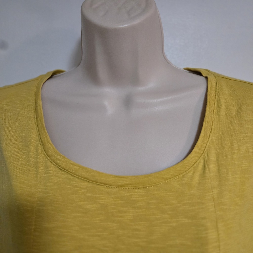 J. Jill Petite Sz PXL Yellow Slub Knit Cotton Sleeveless Pocket Dress Cover-up - Picture 2 of 6